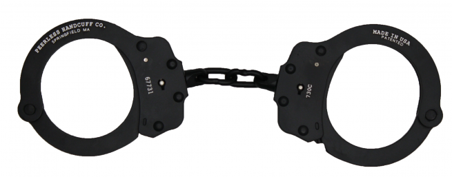 730-C PEERLESS SUPERLITE CHAINLINK HANDCUFF - BLACK CERAMIC FINISH.